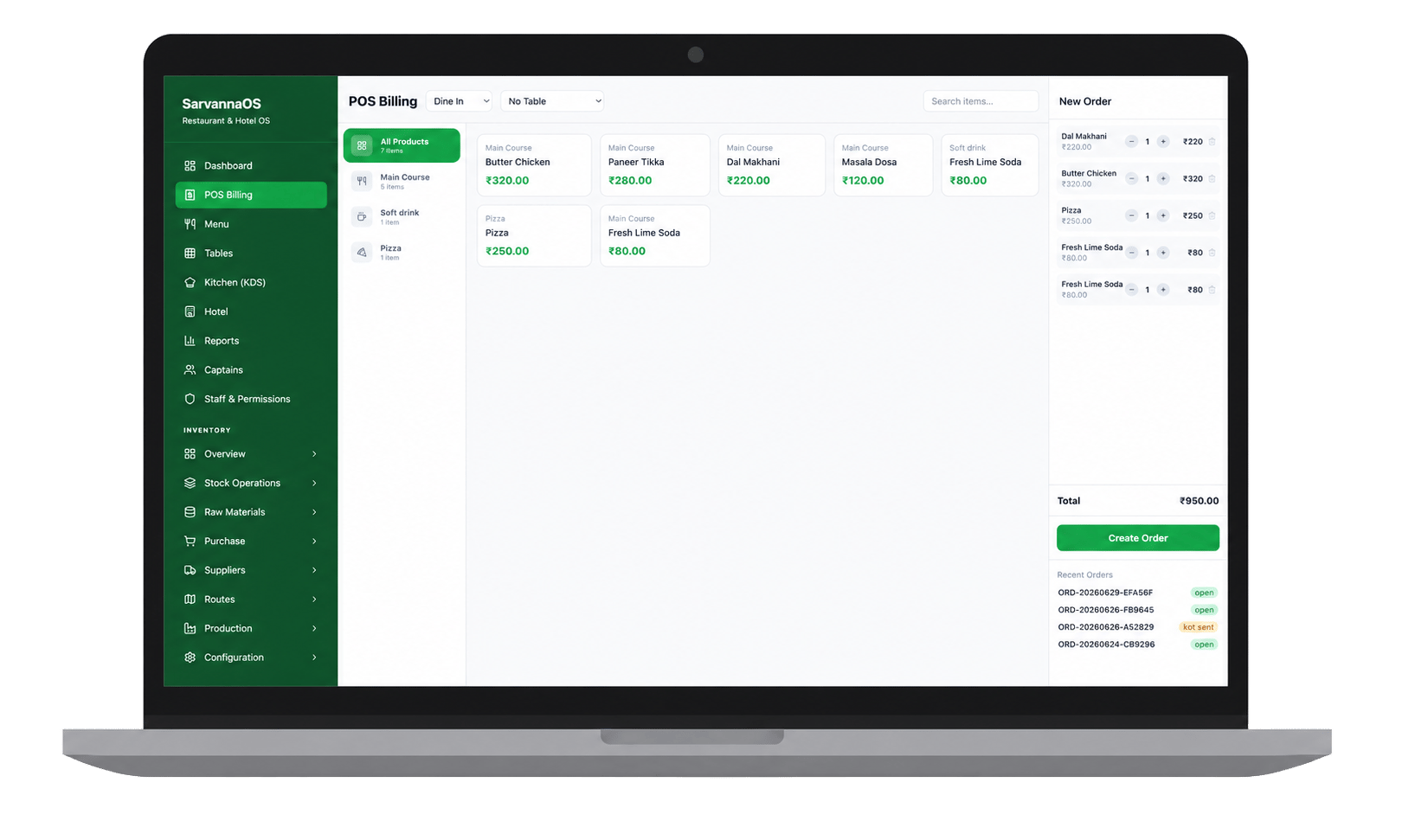 SarvannaOS POS dashboard screenshot
